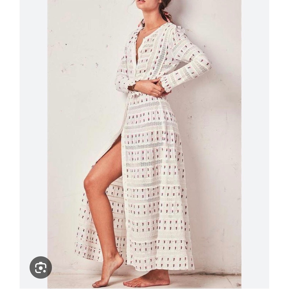 LoveShackFancy Fabiana White Floral Embroidered Lace Cotton Maxi Dress Size 4 - Picture 10 of 10